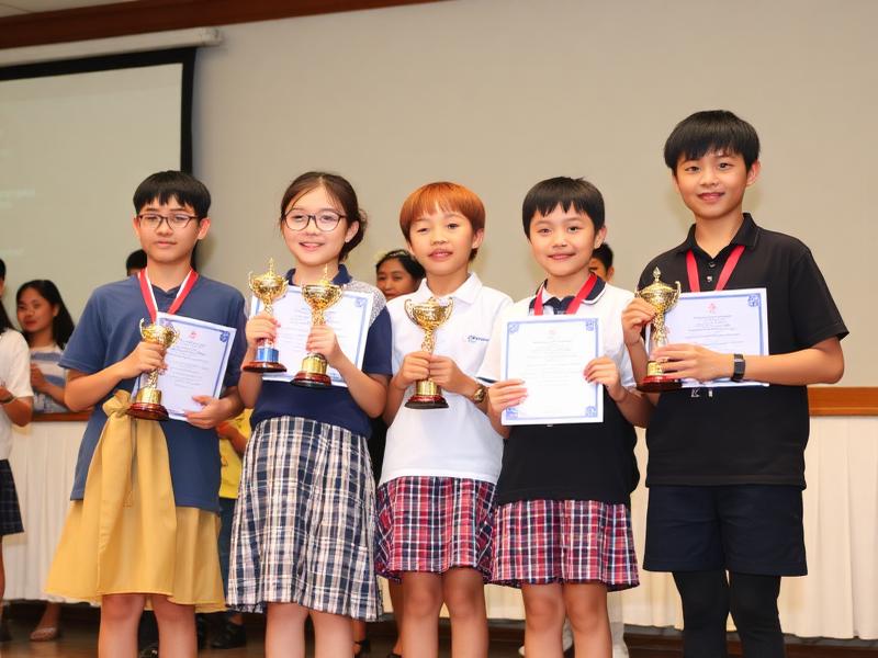 Award ceremony with trophies